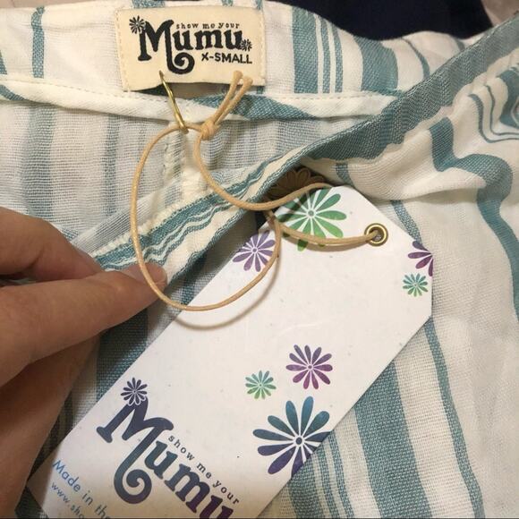 NWT Show Me Your Mumu The Great Wrap shorts in blue white EXTRA SMALL XS - Picture 2 of 4